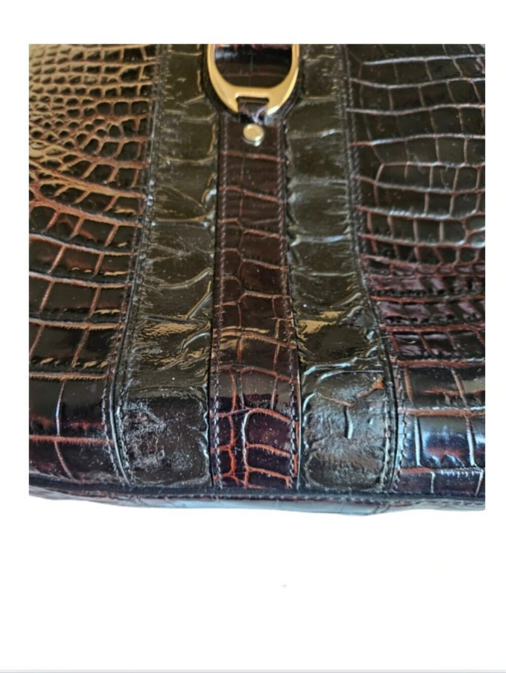 Cole Haan Dark Brown Croc-Embossed Top-Handle Satchel - Picture 8 of 15